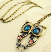 Cheap Diamond retro owl necklace  Xl00312